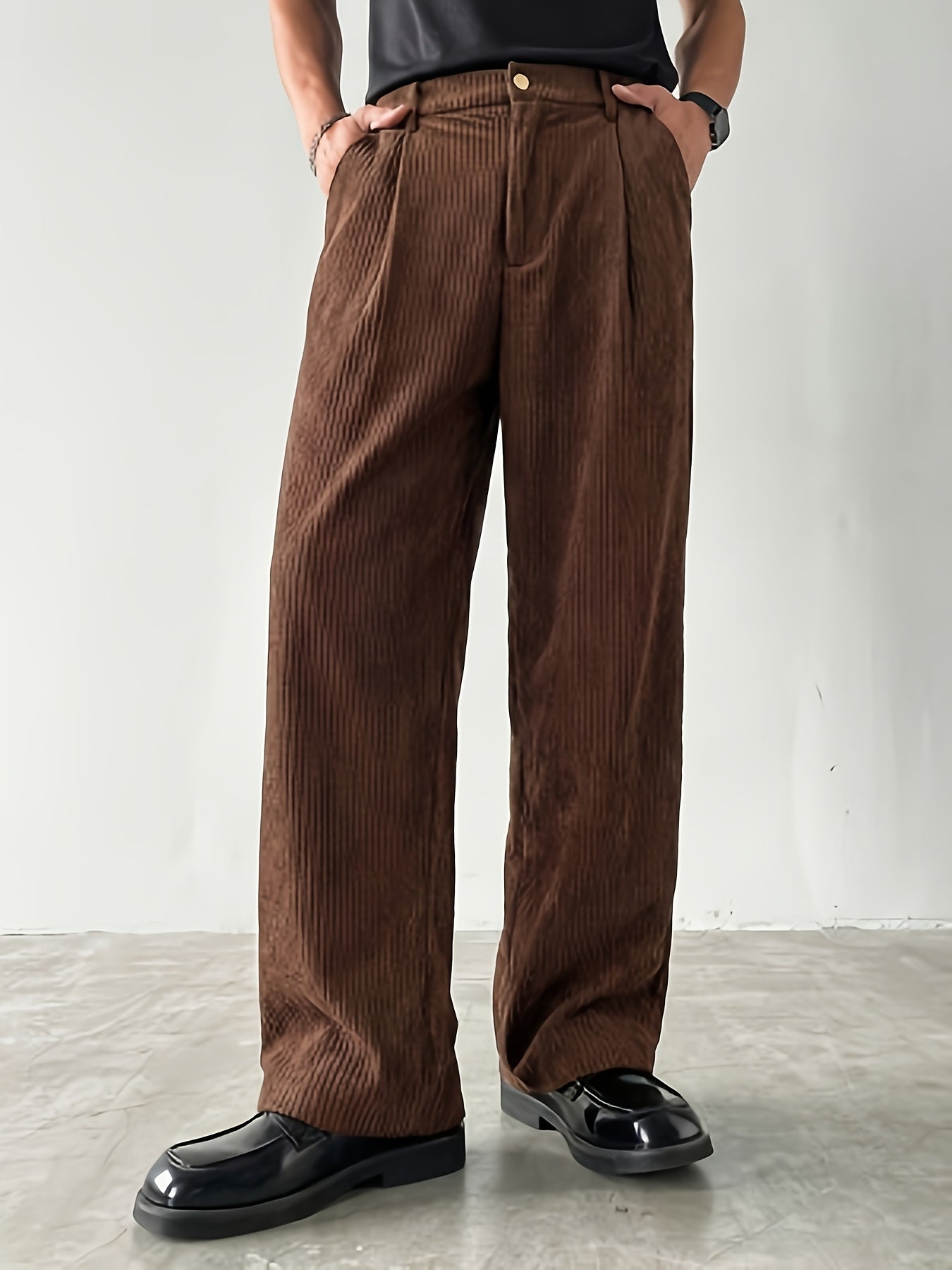 Vintage Brown Corduroy Wide-Leg Trousers