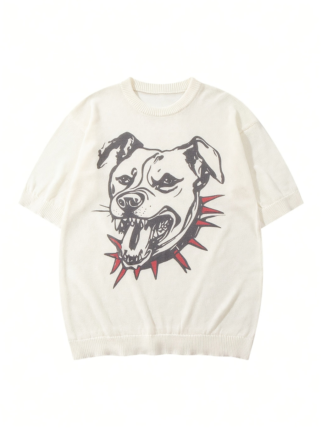 Bulldog Graffiti Print Oversized Short-Sleeve Knit Tee