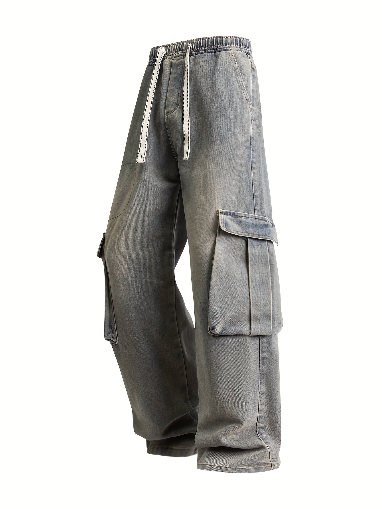 Vintage Washed Baggy Cargo Denim Joggers