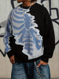 Abstract Bone Wave Oversized Knit Sweater