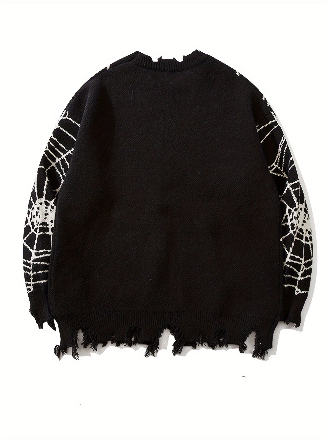 Spider Web Gothic Distressed Oversized Knit Sweater
