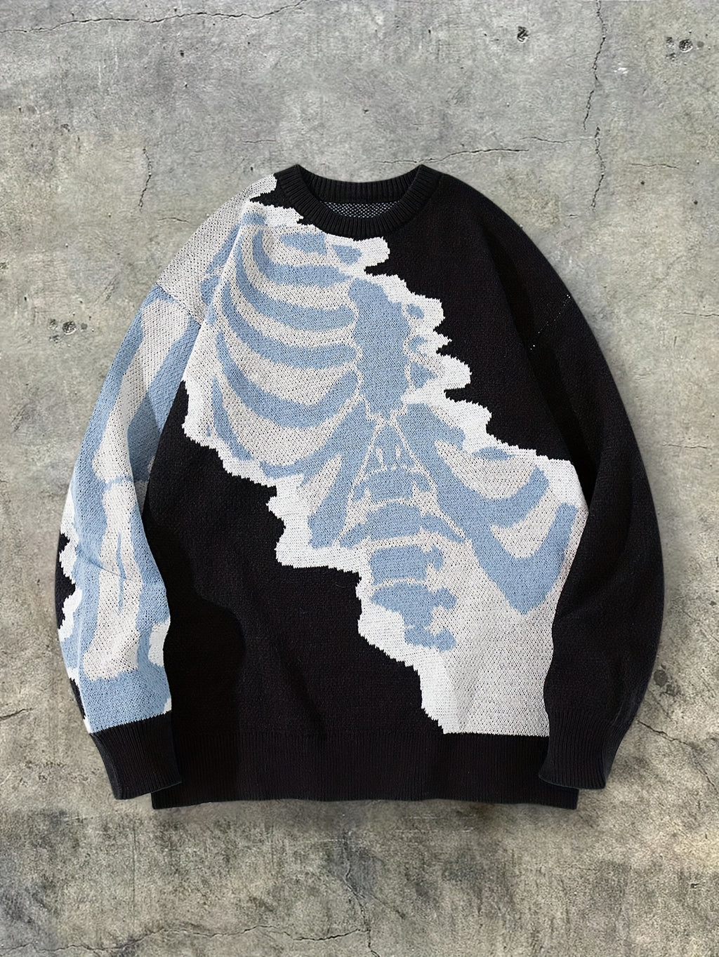 Abstract Bone Wave Oversized Knit Sweater