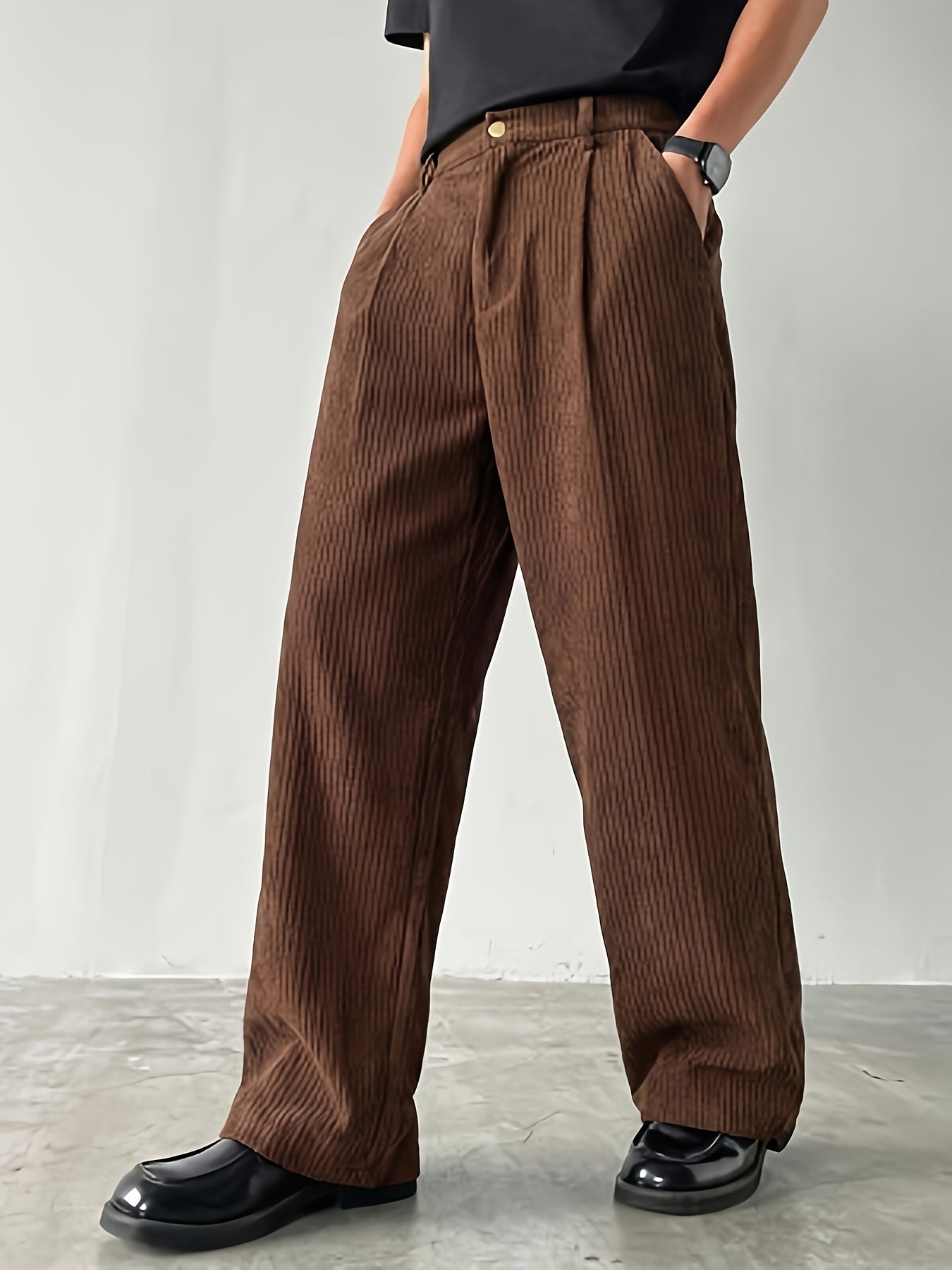Vintage Brown Corduroy Wide-Leg Trousers