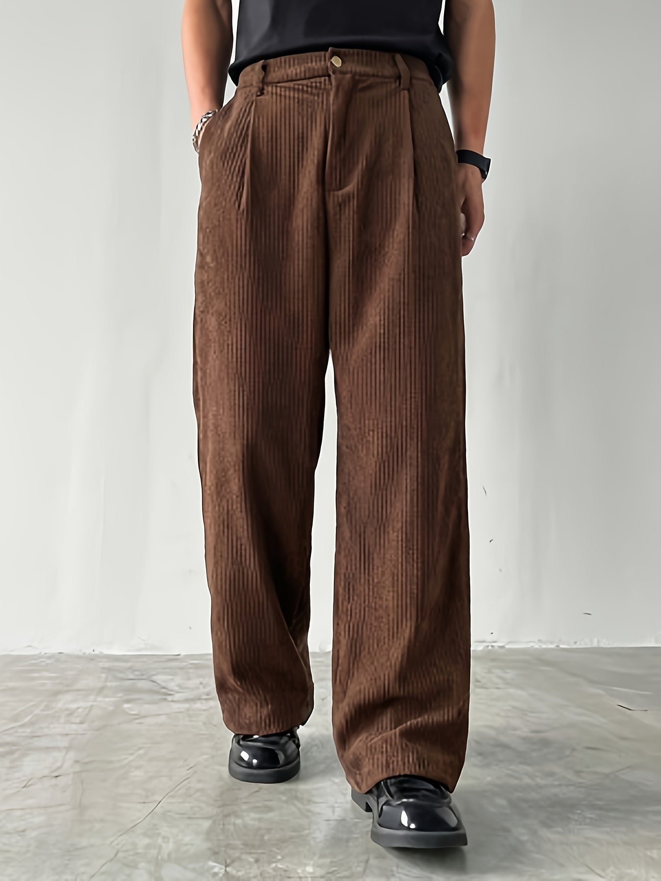 Vintage Brown Corduroy Wide-Leg Trousers