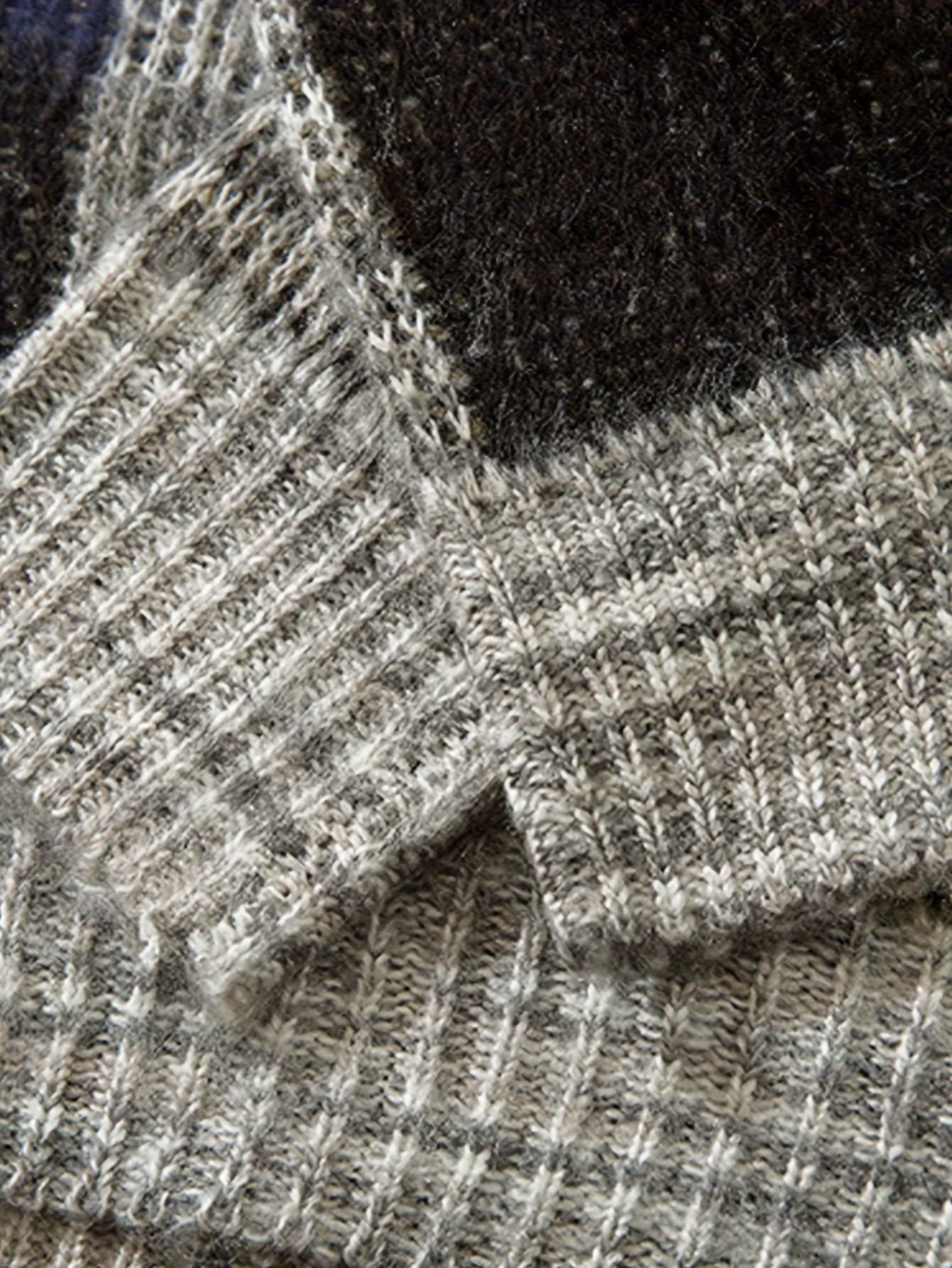 Patchwork Checkerboard Oversized Crewneck Sweater