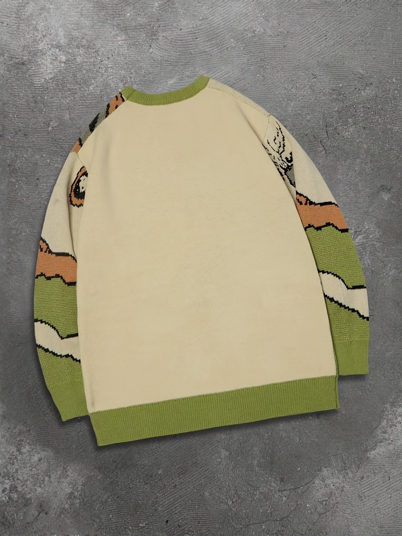 Prehistoric Dinosaur & Volcano Oversized Knit Sweater