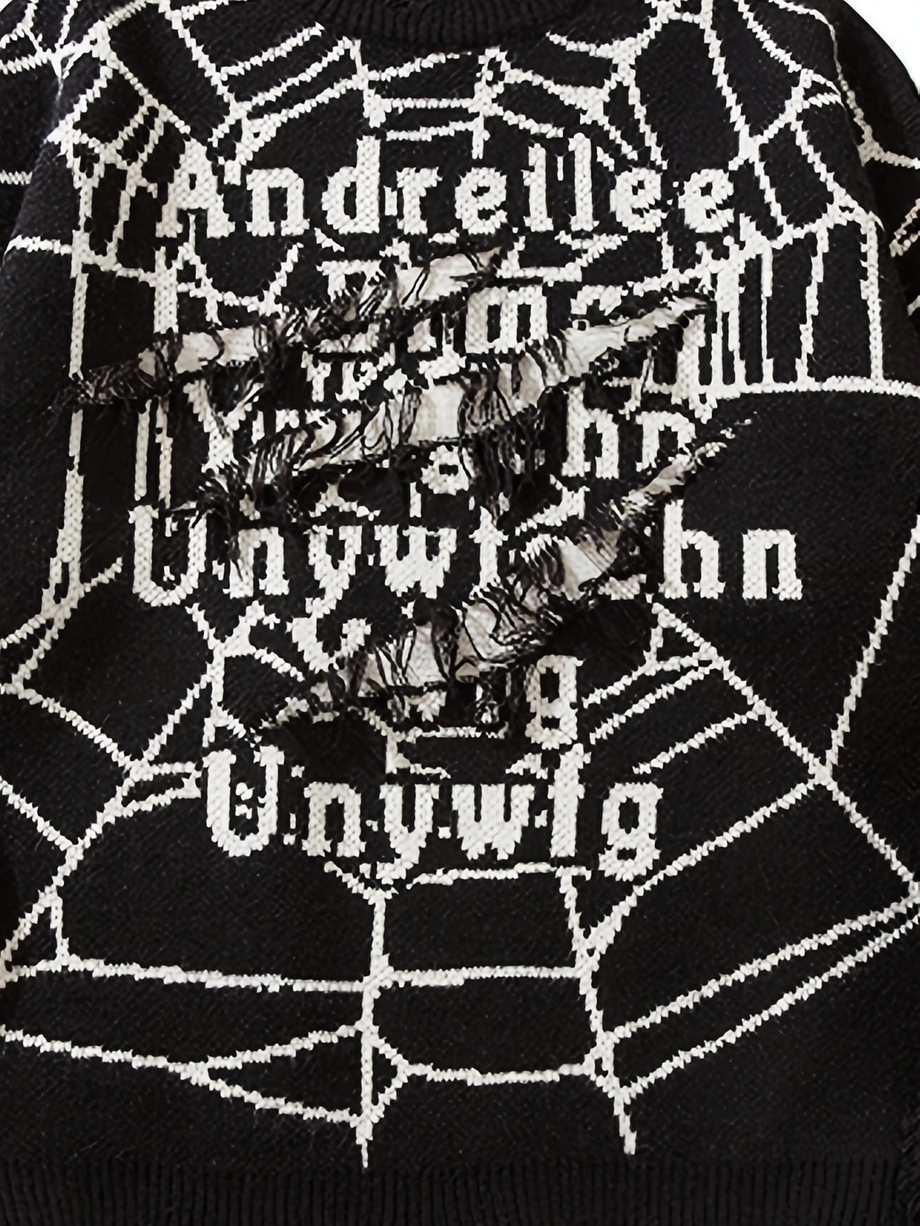 Spider Web Gothic Distressed Oversized Knit Sweater
