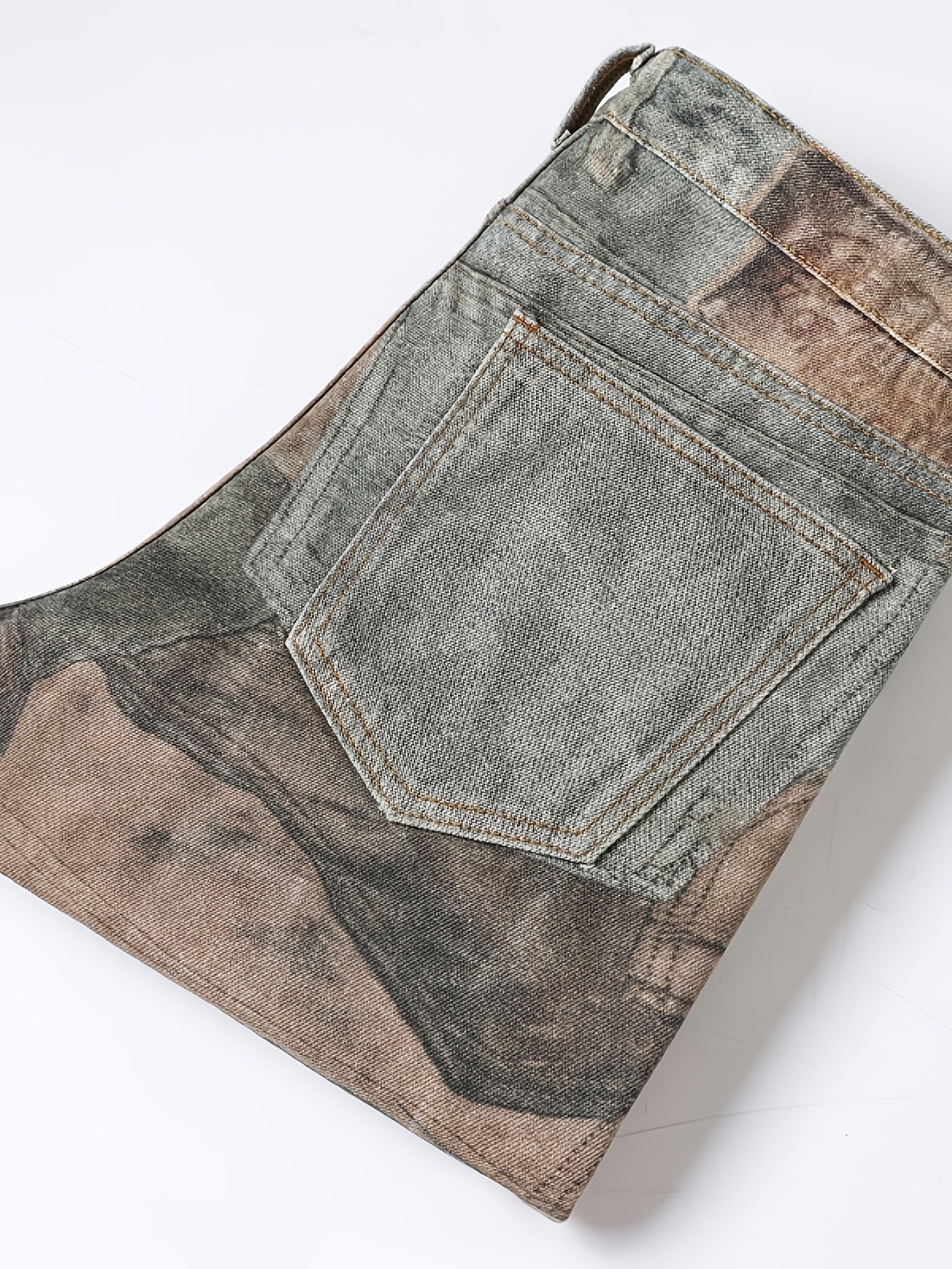 Vintage Patchwork Distressed Straight-Leg Jeans