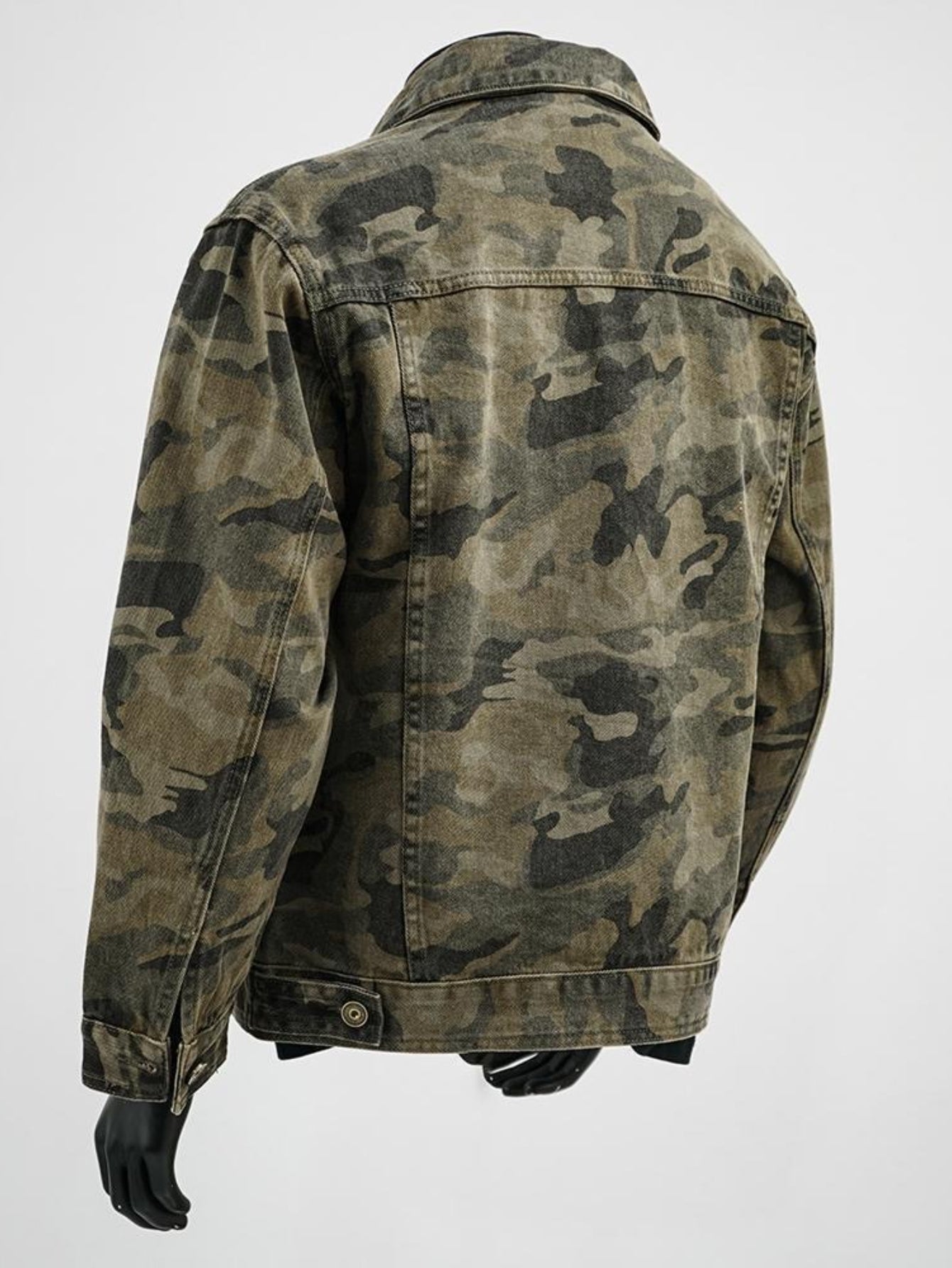 Distressed Camouflage Denim Jacket
