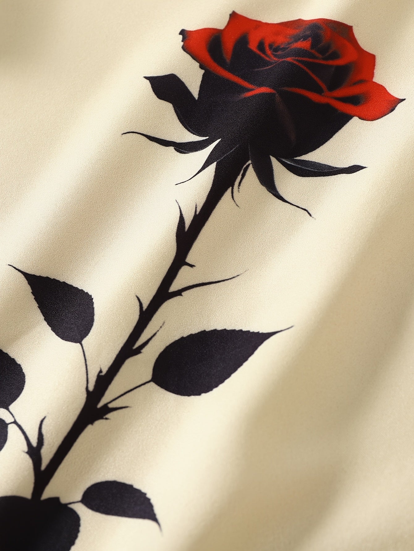 Lips & Rose Print Camp Collar Short-Sleeve Shirt