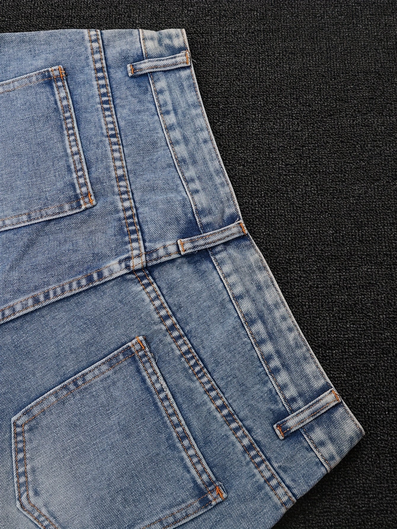 Washed Light Blue Wide-Leg Cargo Jeans