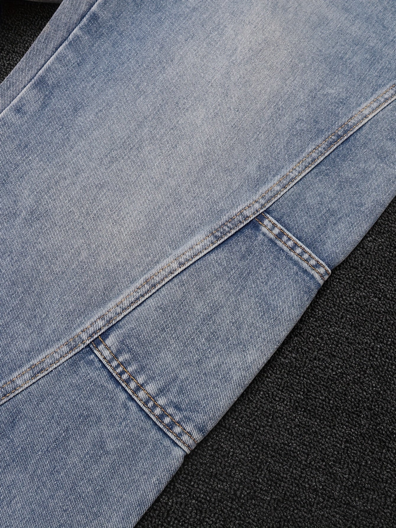 Washed Light Blue Wide-Leg Cargo Jeans