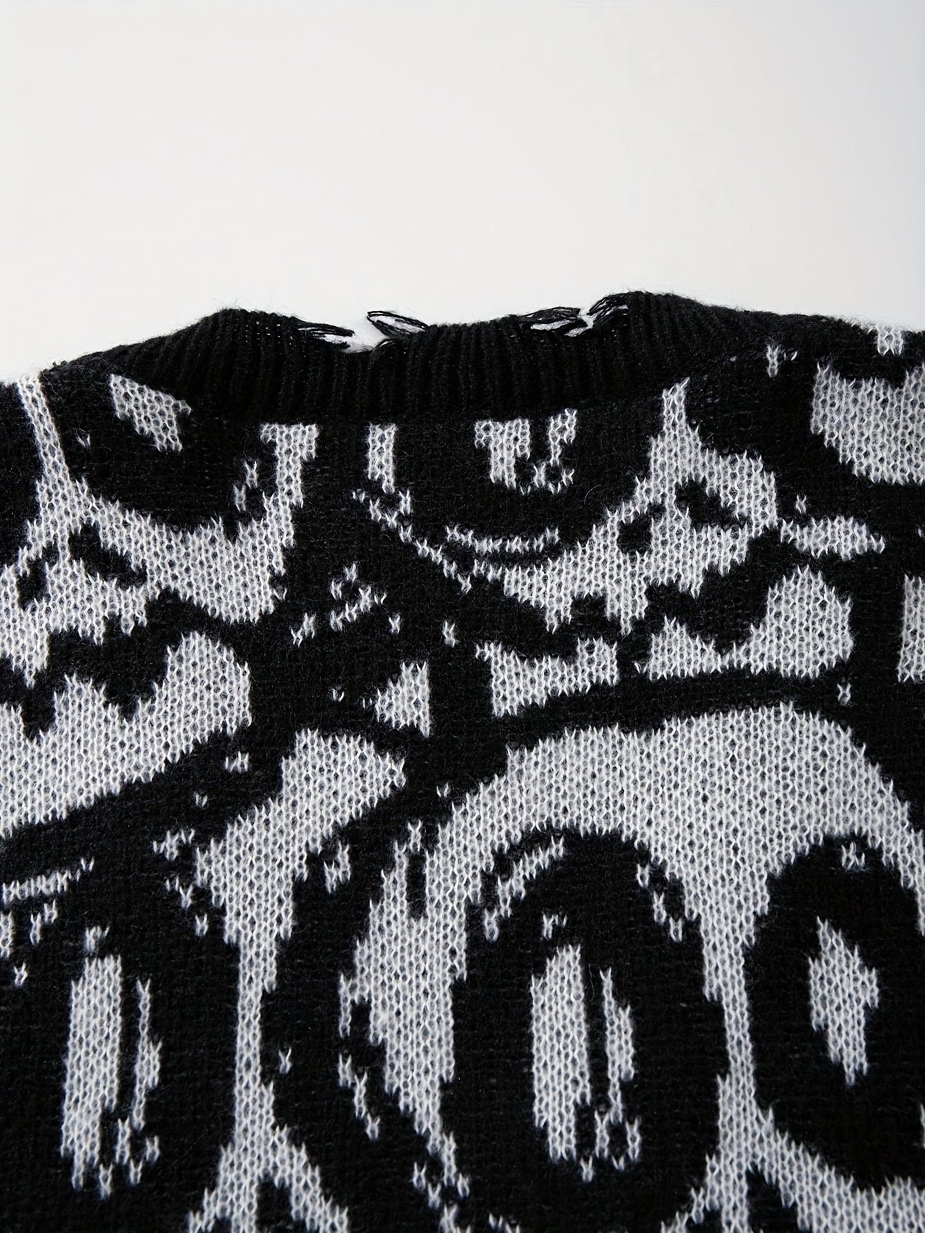 Skull Graffiti Distressed Oversized Knit Cardigan