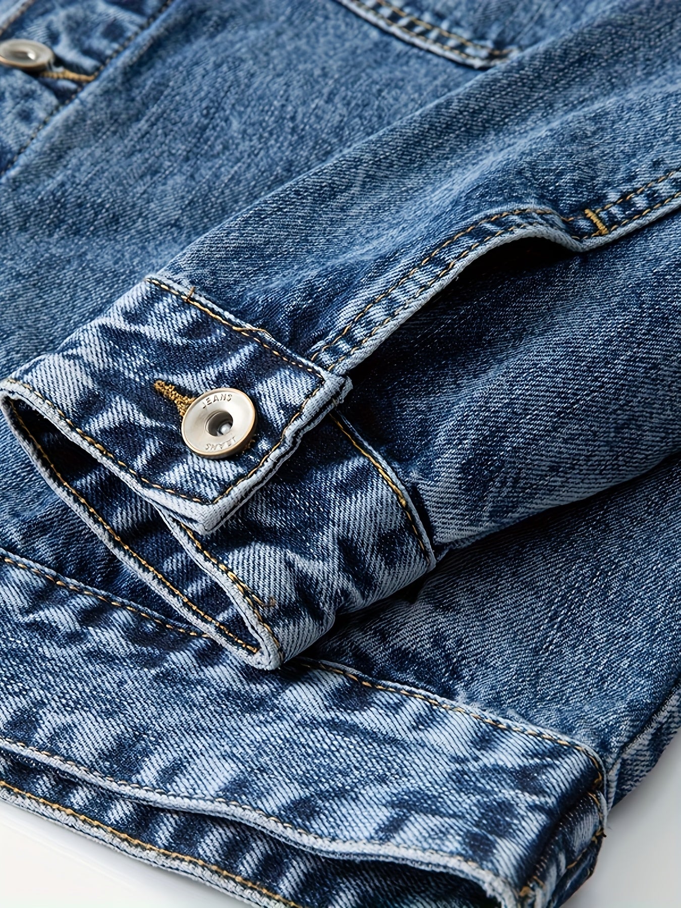 Contrast Corduroy Collar Washed Denim Jacket