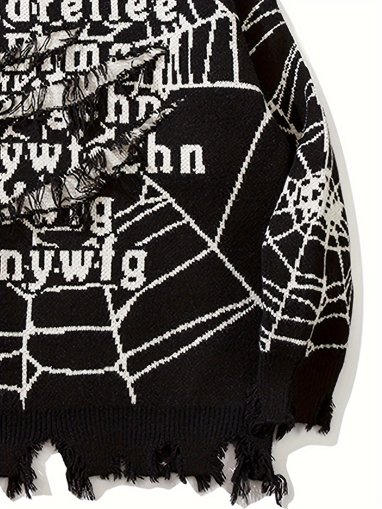 Spider Web Gothic Distressed Oversized Knit Sweater