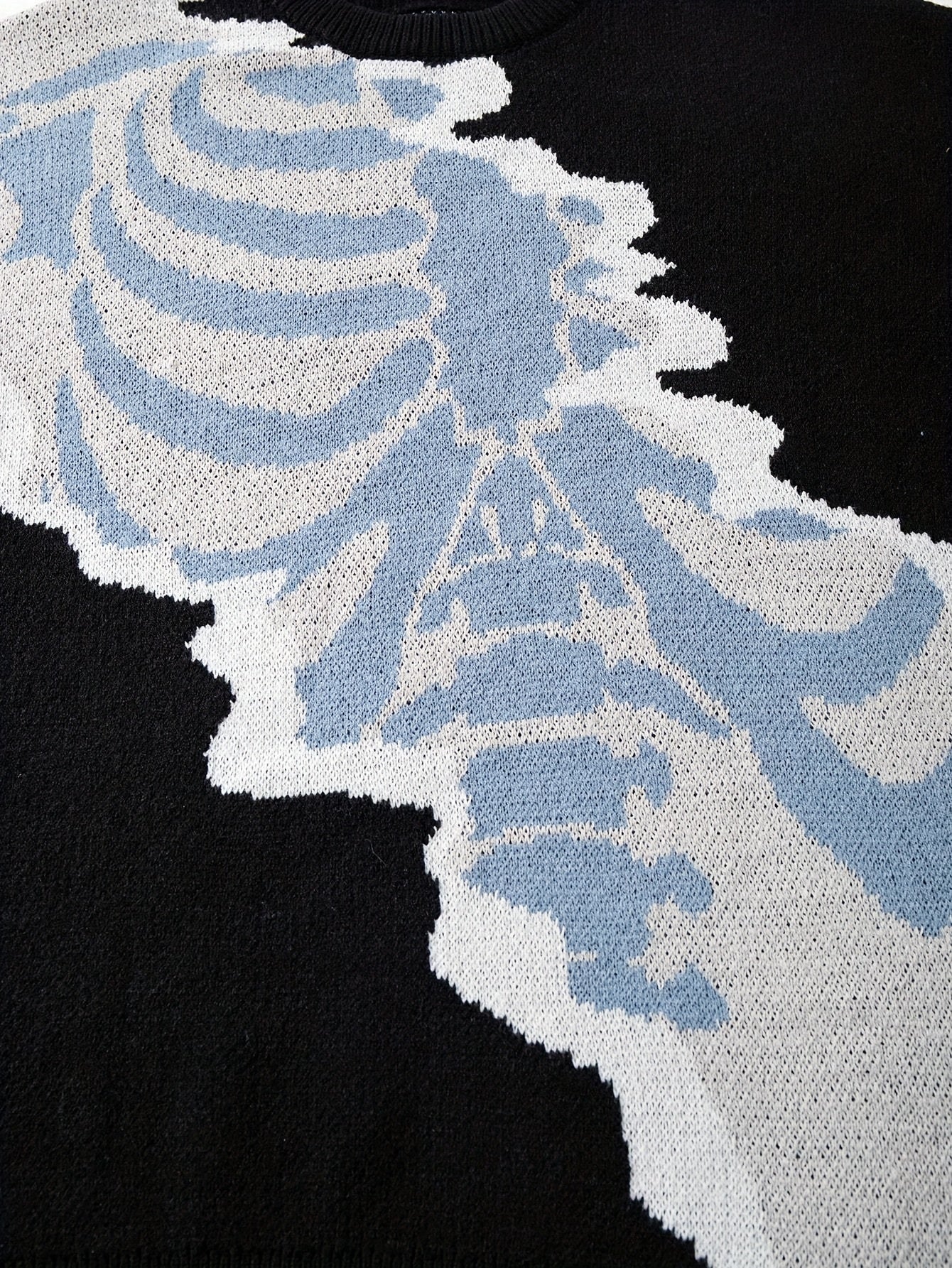 Abstract Bone Wave Oversized Knit Sweater