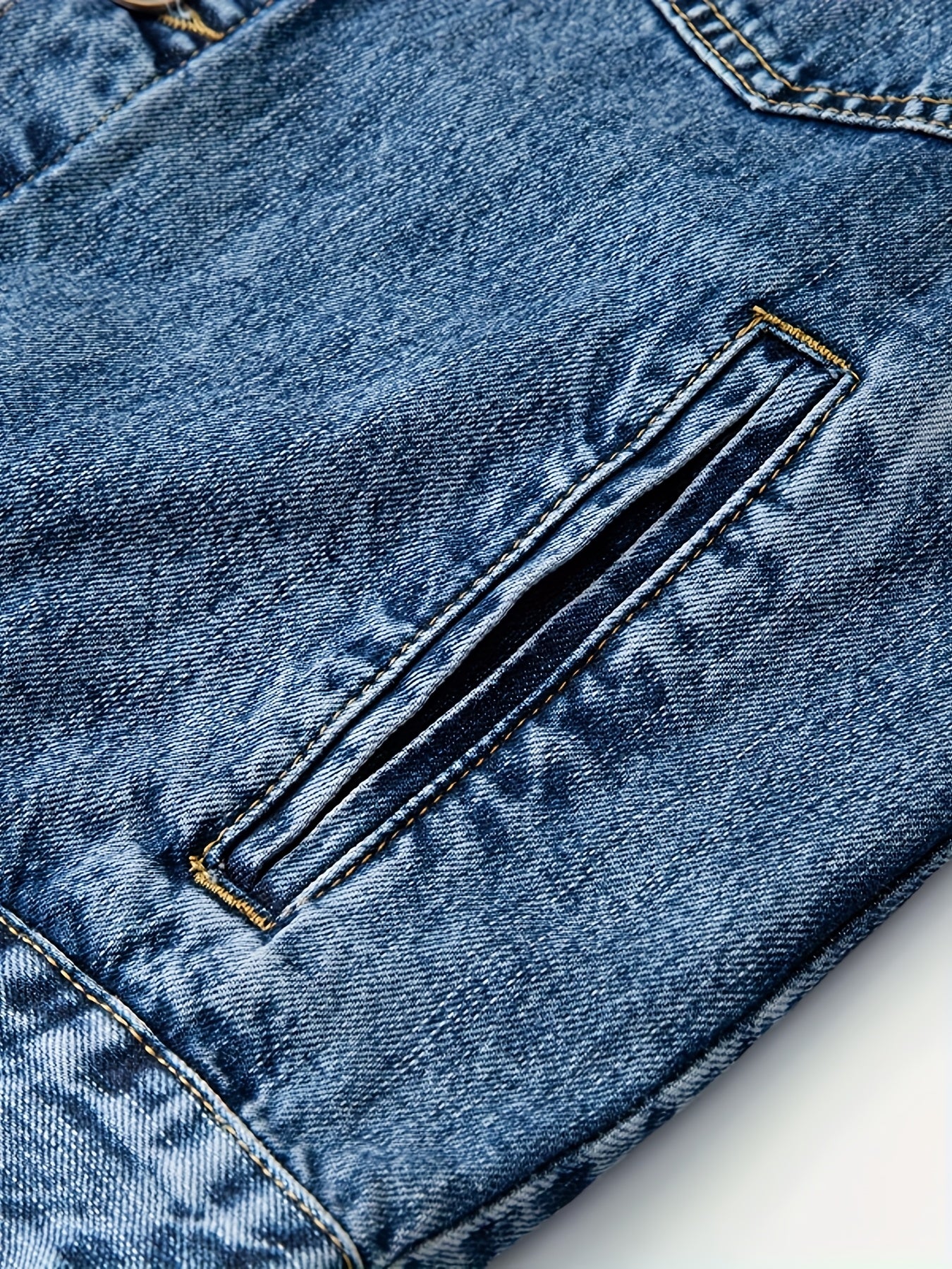 Contrast Corduroy Collar Washed Denim Jacket