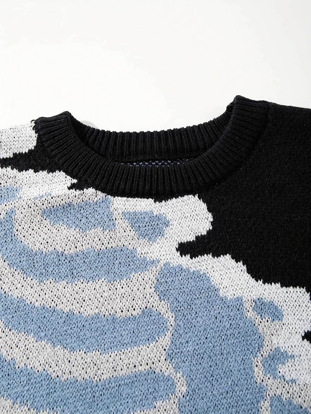 Abstract Bone Wave Oversized Knit Sweater