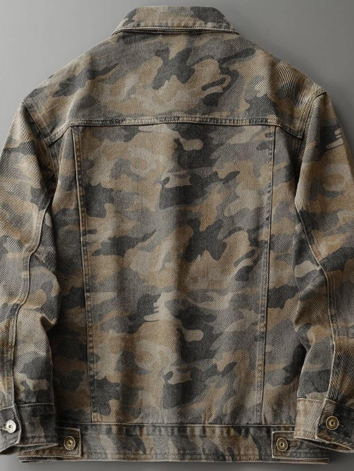 Distressed Camouflage Denim Jacket